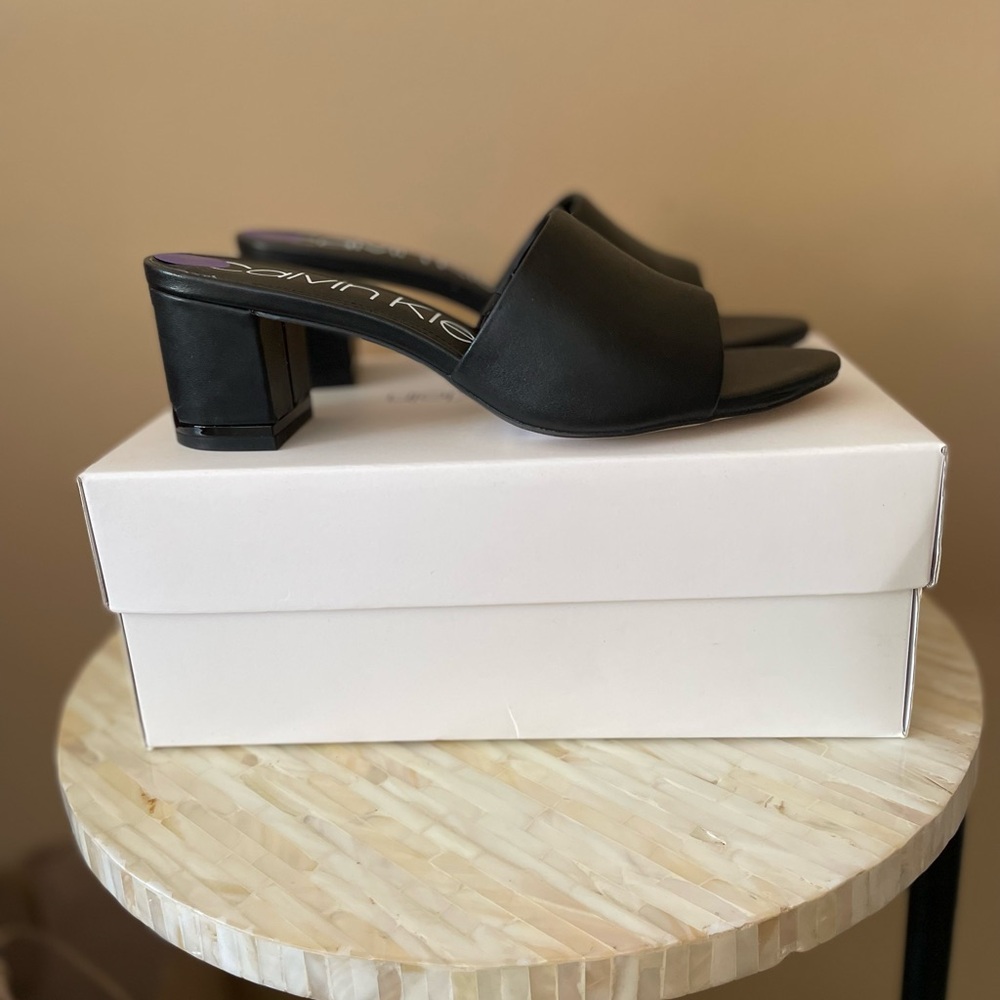 Calvin Klein Black Open-Toe Mules
